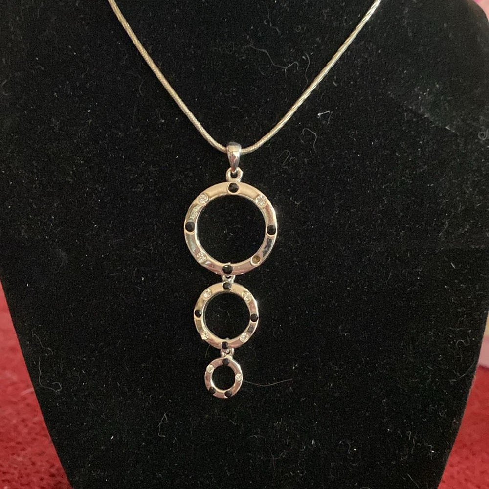 Elegant Cookie Lee Silver Necklace with Black Accents